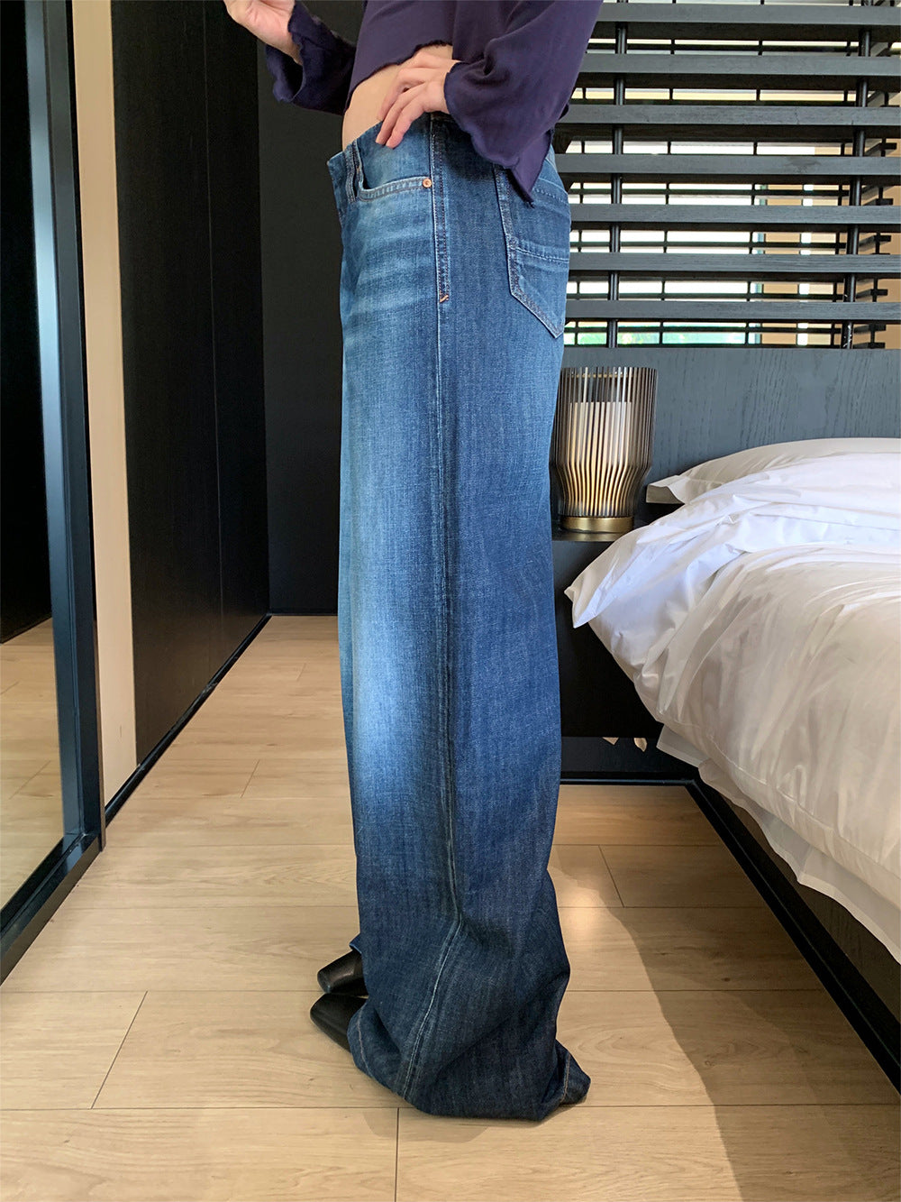 Autumn stylish low-rise jeans