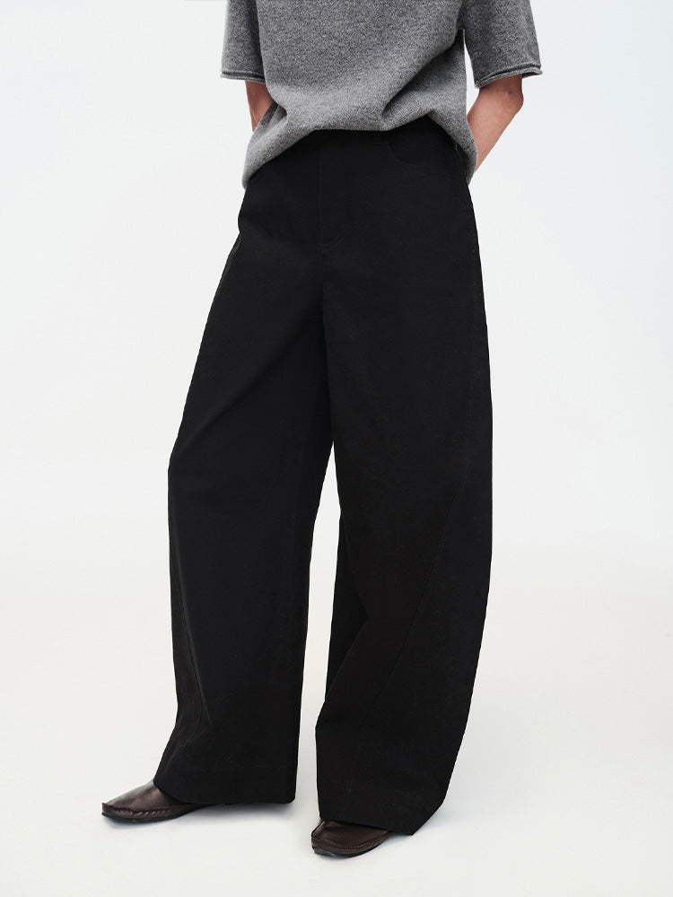 Vintage Washed Cotton Twill Wide Leg Pants