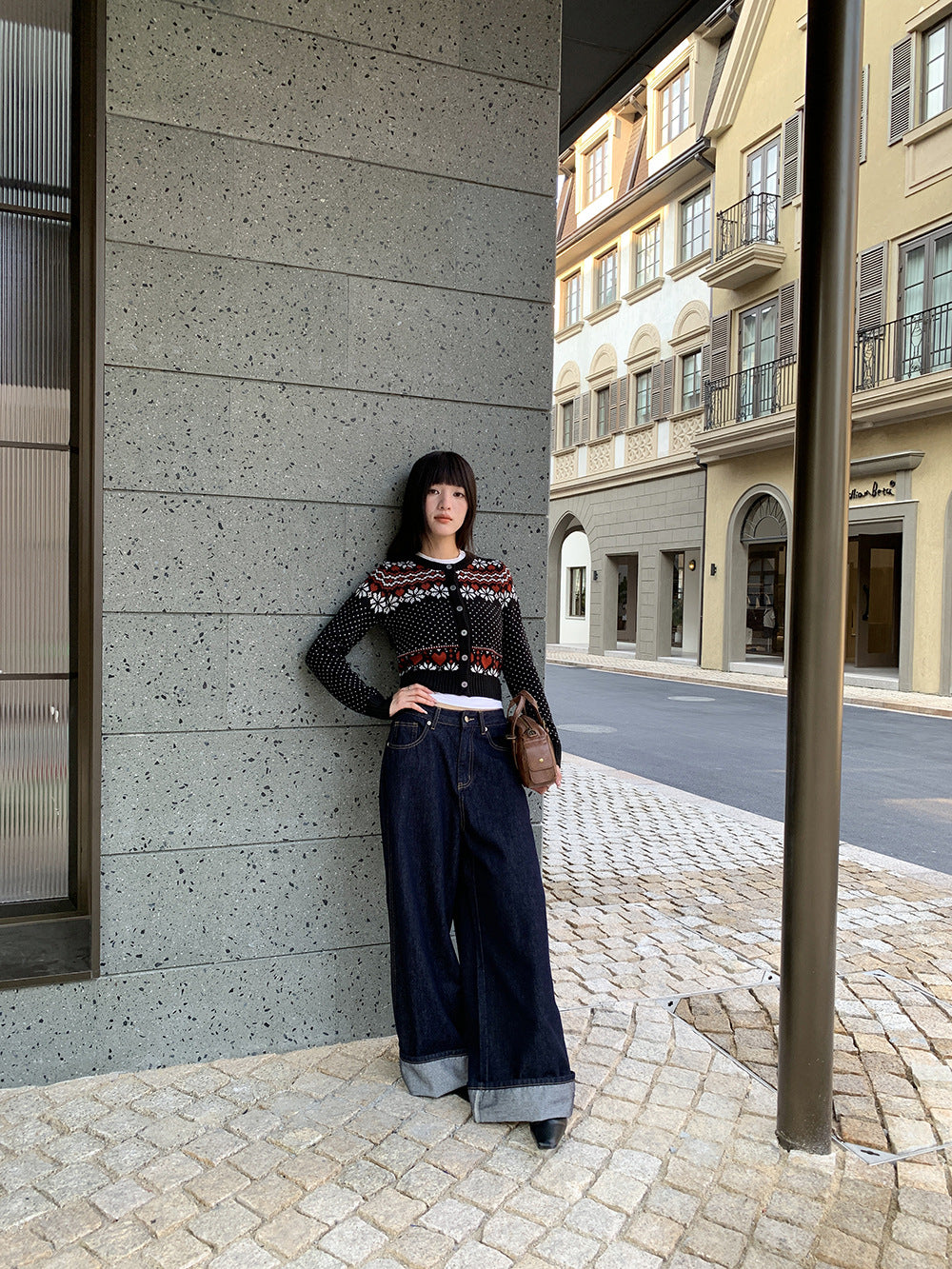 Women's jeans with a faux belt design