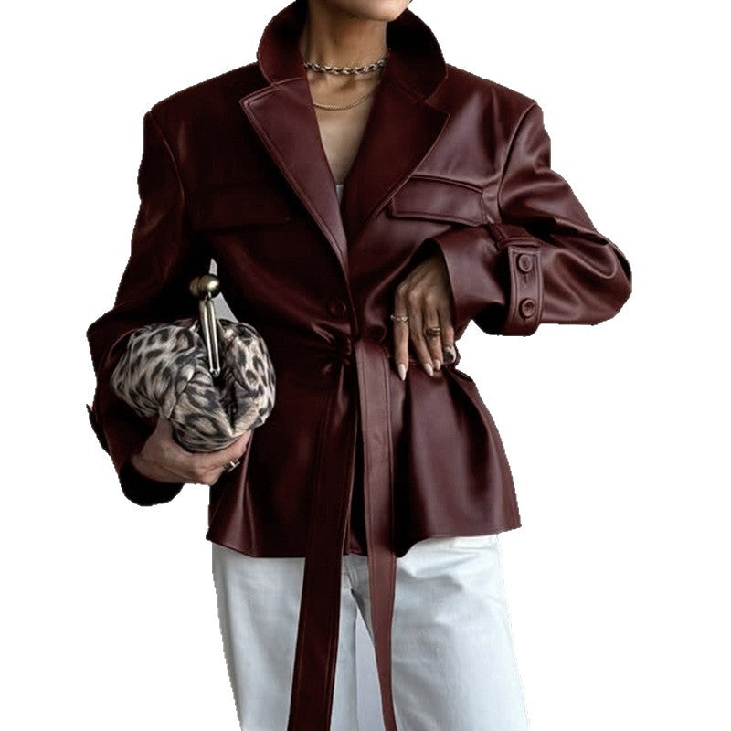 Leather coat and casual blazer