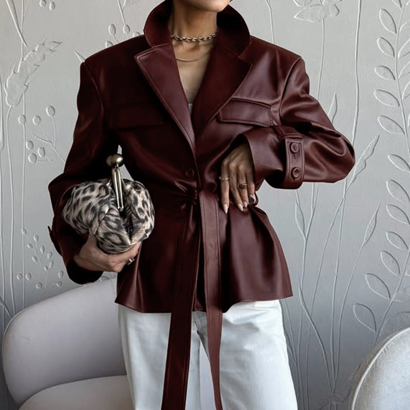 Leather coat and casual blazer