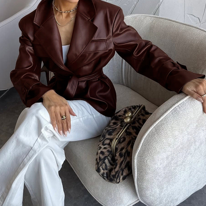 Leather coat and casual blazer