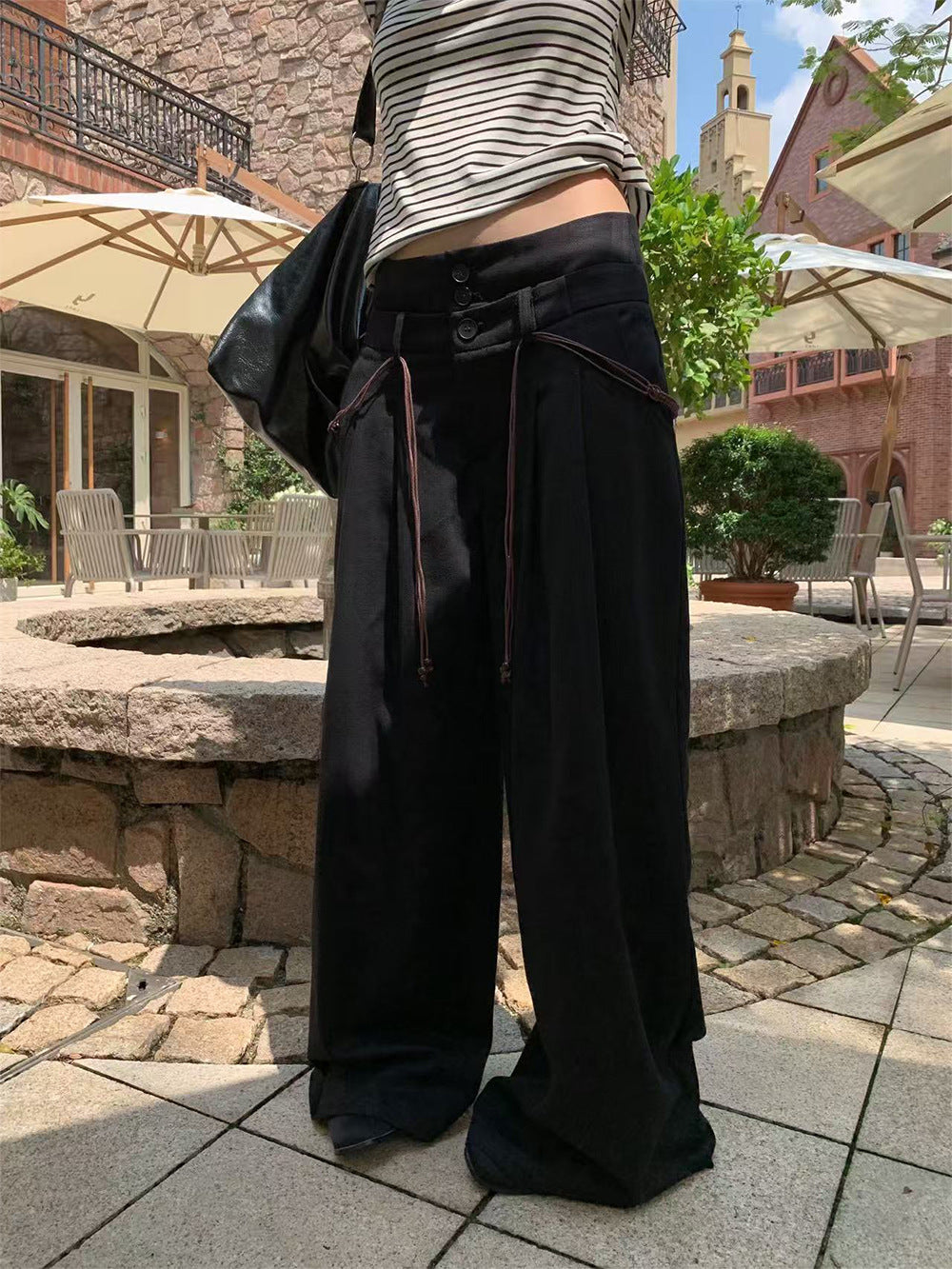 Loose Draped Wide-Leg Pants