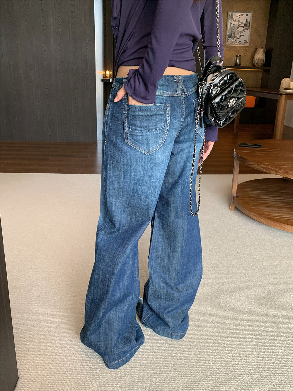 Autumn stylish low-rise jeans