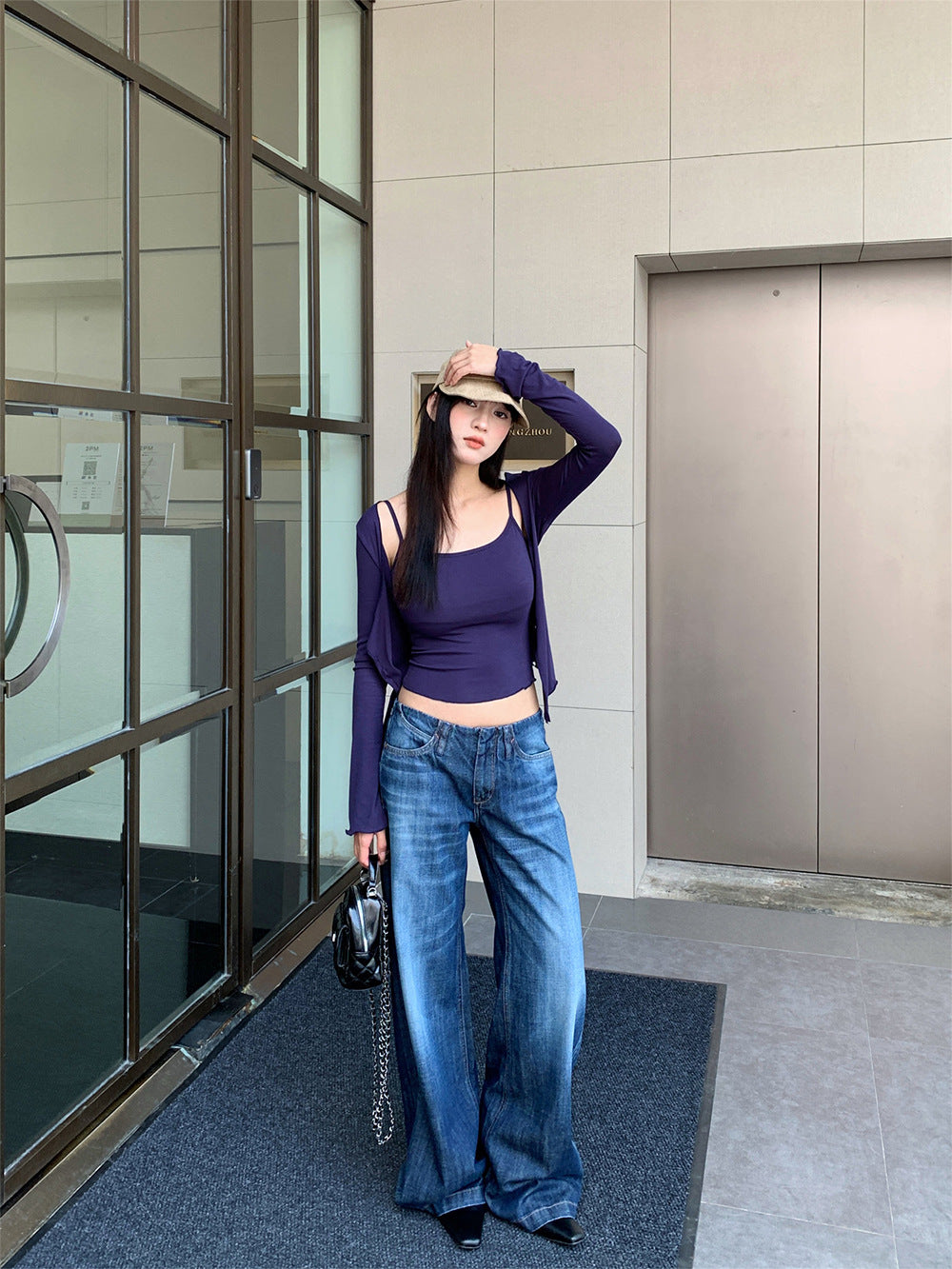 Autumn stylish low-rise jeans