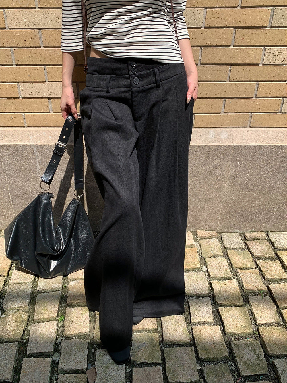 Loose Draped Wide-Leg Pants