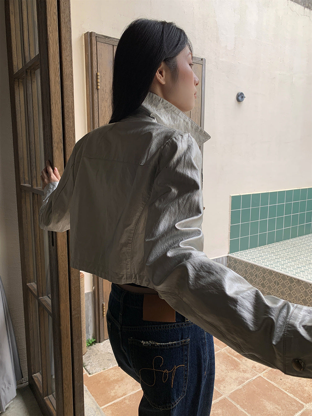 Retro street style straight leg jeans for women