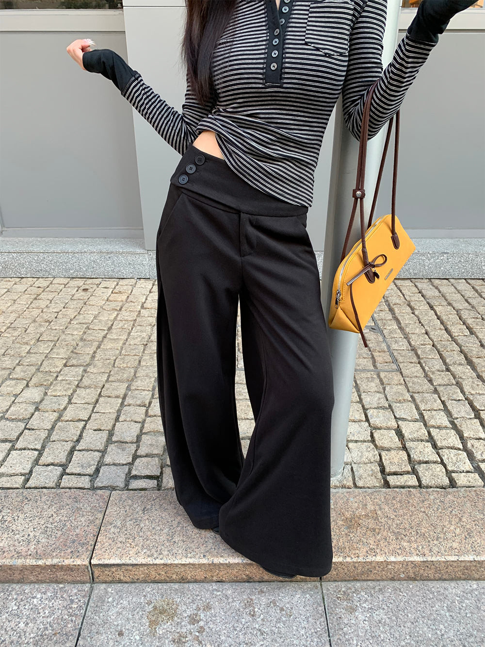 Women's Stylish Side-Button Suit Pants