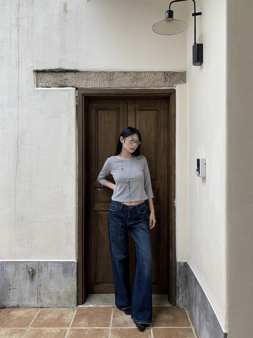 Retro street style straight leg jeans for women