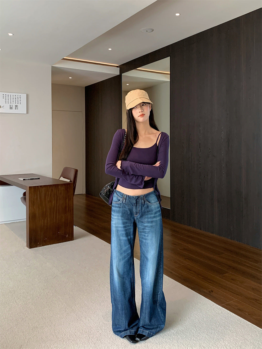 Autumn stylish low-rise jeans