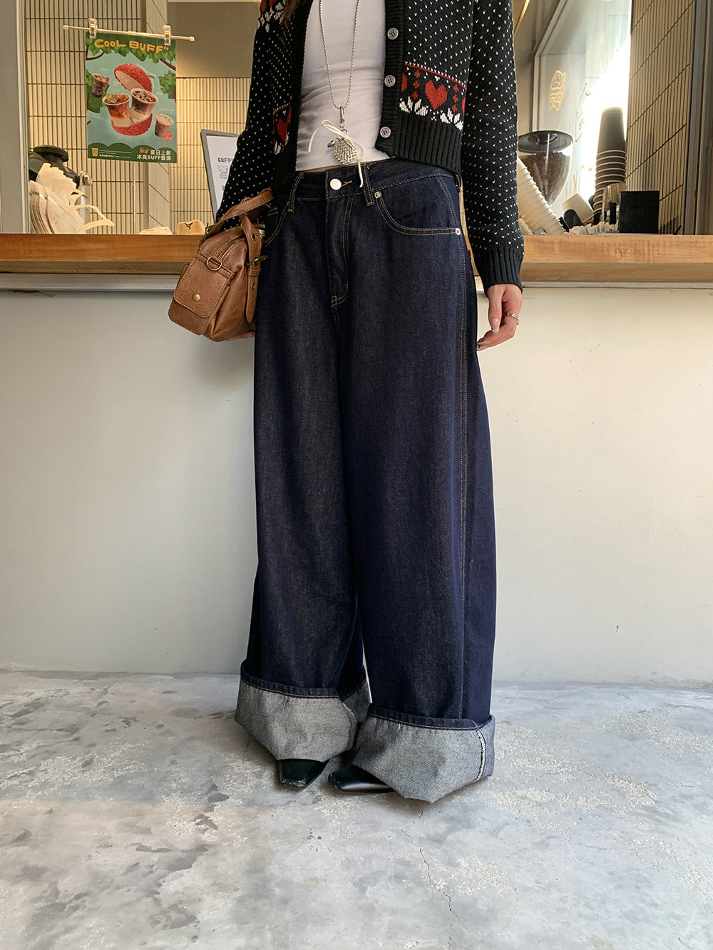 Women's jeans with a faux belt design