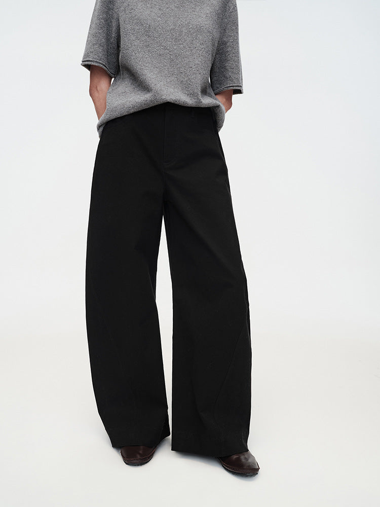 Vintage Washed Cotton Twill Wide Leg Pants